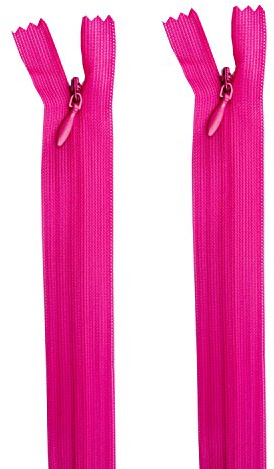 HAND® 2 PCS Rose Pink Invisible Zipper for Dresses, Skirts, Blouses, Pants etc. - 16 inch (41 cm) Long - Nylon Zip and Metal Zip Head