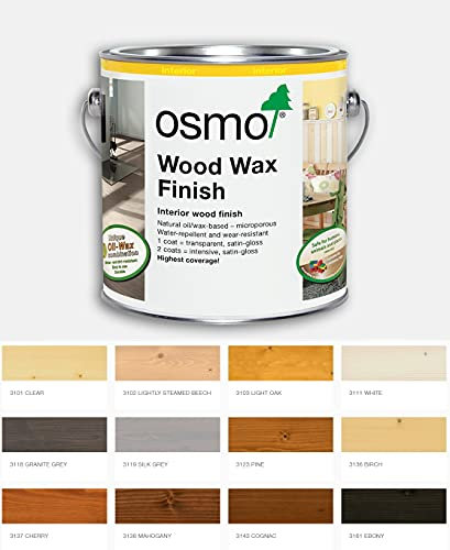 Osmo Wood Wax Finish 3118, Granite Grey Satin Finish, 2.5L - Durable Furniture Wax for Wooden Furniture, Water-Resistant Floor Wax, Wood Treatments - Ideal for Oak, Pine & More