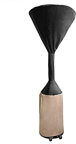 onlyfire Copertura riscaldante per Patio Resistente e Resistente all'Acqua per Dome Rotonde da 86,5 cm e Base Quadrata da 47 cm, Nero/Cammello (89 / 226cm Alto)