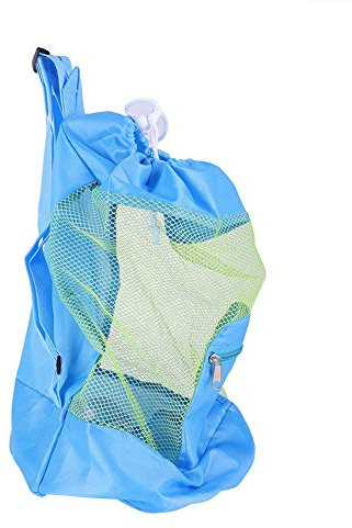 Rucksack Faltbar tasche Kindermaschen Strandspielzeug Tasche Strandtasche Kordelzug tragbare große Tasche für Sandspielzeug Wasserspielzeug Rücksack Beutel für Kinder (Blau)