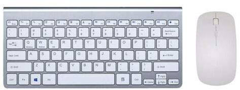 FidgetGear Ultra-Slim Ergonomic Multimedia Wireless Gaming Keyboard Mouse for Laptop PC Silver