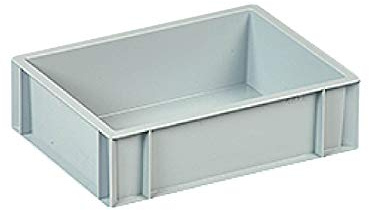 10 x Euro Containers - 400x300x118 (Closed handles) - Grey Stacking Plastic Crates - Heavy Duty Storage Boxes - Food grade Bakery/Dough tray