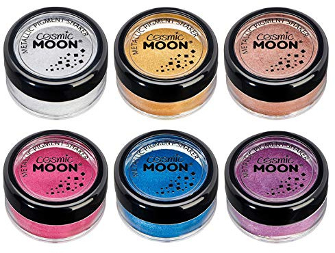 Matte Metallic Pigment Loose Face Powder - | Cosmic Moon | Cosmetic Pearlescent Powder | Eye Shadow, Makeup for Face, Eyes & Body (Set of 6)