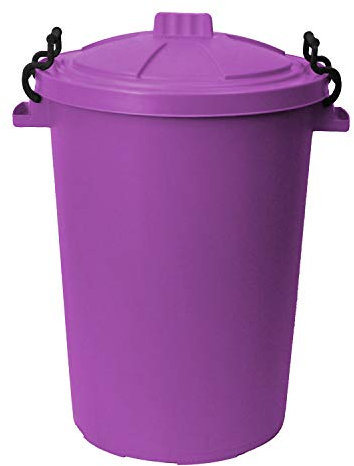 50L 50 Litre Heavy Duty Plastic Clip Lock Lid Bin - Purple, Single Bin - for Indoor or Outdoor Use for Collection of Rubbish, Waste or Storage of Animal Feed.