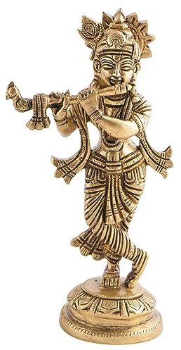 Berk Krishna Figur aus Messing, 18 cm