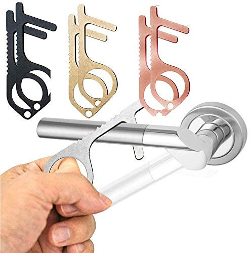 Copper Contactless Door Opener - No-Touch Key Tool for Public Doors, Touchscreens & ATMs - Easy to Carry EDC (2PCS, Silver)