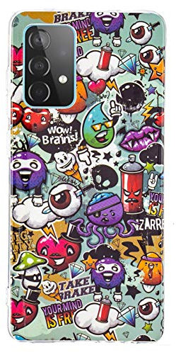 DasKAn Leuchtend Silikon Hülle für Samsung Galaxy A52 5G, Fluoreszierend Licht im Dunkeln Bunt Muster Ultra Dünn Weich Gummi Rückseite Handy Tasche Stoßfest Gel TPU Schutzhülle, Graffiti