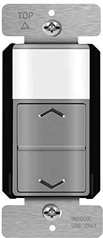 TOPGREENER Motion Sensor Light Switch Dimmer, Electronic Dimmer with PIR Motion Sensor, Occupancy & Vacancy Modes, 150W LED/CFL, Single-Pole, UL Listed, TDODS5-120-GY, Gray