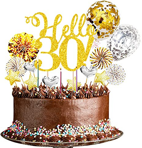 Yitla 24 Stücke 30 Tortendeko Geburtstag Frauen,30 Deko Geburtstag Happy Birthday Tortendeko 30 Geburtstag Männer Kuchen Deko Cake Toppe (Gold Silber)