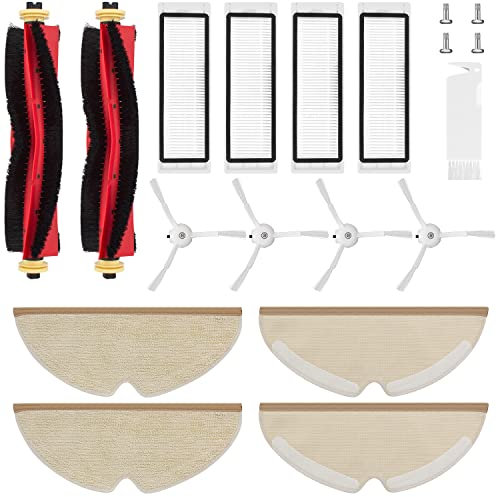Rebirthcare Zubehör für Xiaomi S5 S50 S51 S55 S5 Max S6 S6 Pure S6 MaxV Staubsauger Teile Original Ersatzteile Set 2 Zentralbürste, 4 Seitenbürste,1 Reinigungshilfe, 4 Filters, 4 Wischtücher
