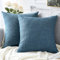 Artscope 2er Set Kissenbezug Einfarbig Wurfkissenbezug Leinen Kissenbezüge Moderne Dekokissen Kissenhülle Set Kissen Fall für Sofa Schlafzimmer Zuhause Dekor Blau, 60x60cm