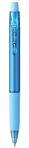 uni-ball URN-181-07 Erasable Rollerball Gel Pens. Premium 0.7mm Ballpoint Tip for Super Smooth Writing, Drawing & Colouring. Easy-Retract Eraser for Secure and Stable Rubbing Out. Pack of 12 Sky Blue