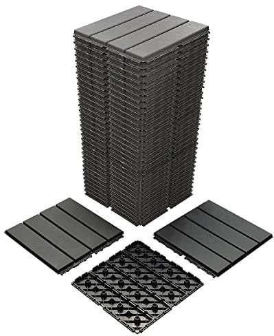 Piastrelle in plastica ad incastro da 30,5 mq, confezione da 36, 30,5 x 30,5 cm, impermeabili per pavimenti per esterni, per tutte le stagioni, per patio, veranda, piscina, balcone, cortile, grigio