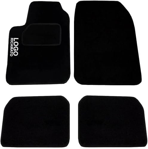 Rebeca Shop® Auto-Fußmatten kompatibel für C3 aus schwarzem Teppich, anpassbare Teppiche, gesticktes Logo, verstärkte Fersenpolster