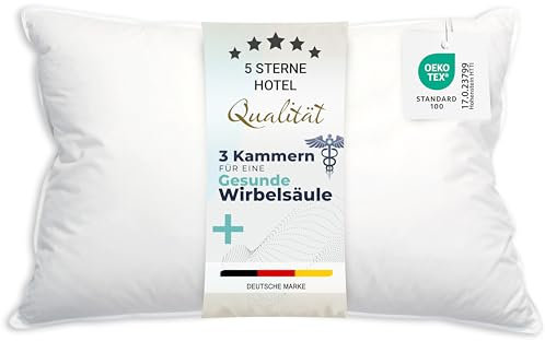 ZOLLNER Premium Federkissen mit Daunenanteil - Made in Germany – für Allergiker geeignet – Bezug aus hochwertiger Mako Baumwolle - waschbar bis 60°C – 60x90 cm - Hotelqualität