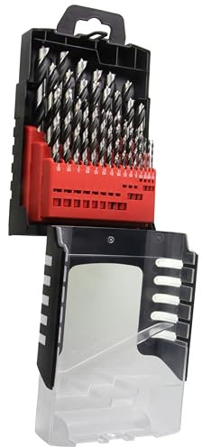 MKC Chrome Vanadium Brad Point Drill Bit Set, 29-Piece Imperial Sizes from 1/16 to 1/2 Inches Within Plastic Storage Case
