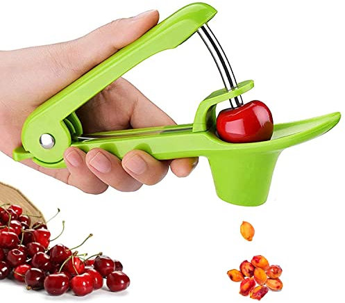 Cherry Pitter Stainless Steel Citrus Peelers Soft Silicone Pitter Remover Portable Cherry Pitter Tool Cherry Core or Seed Remover with Food Grade Handle for Cheeries, Grapes, Cranberries, Jujubes