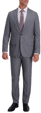 J.M. Haggar Herren Stretch dezent Gitter Slim Premium Flex Suit Separate Hose Anzughose, Meliert, Grau, 34W / 29L