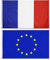 Bandiera francese + europea, 90 x 150 cm, bandiere francesi + UE con occhielli in ottone, colori vivaci perfetti per eventi sportivi, storici o politici