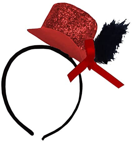 FAIRY TRENDZ Damen Mini Glitzer Fascinator Hut mit Stirnband Mädchen Hochzeit Braut Kostüm Party Zubehör Rot