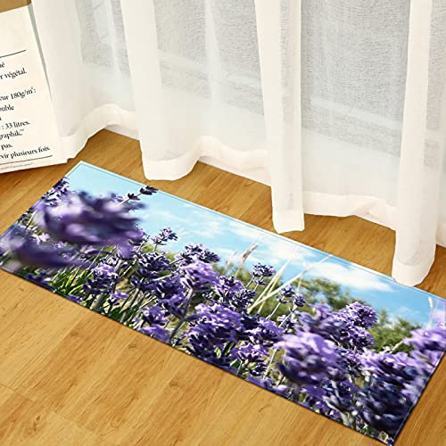 TFLABS Teppich Läufer Lila & Lavendel KüChenteppich Waschbar rutschfest Teppich Küche, Teppichläufer Küchenläufer für Flur, Küche, Schlafzimmer 60 x 180cm