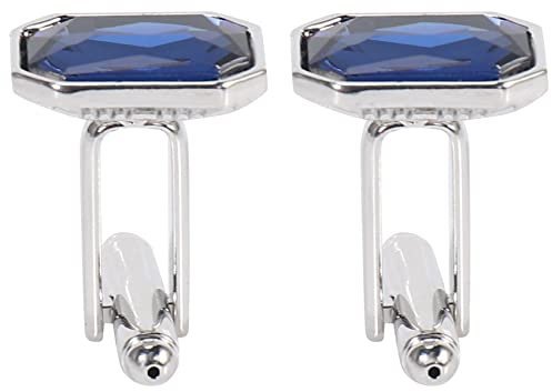 Uinfhyknd 1 Paar modische Diamant-Manschettenknöpfe, buntes Glas, für Damen und Herren, Kleid, Geschäft, Hochzeit, Geschenk (blau), Diamant, Glas