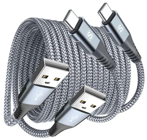 AviBrex [ 2m+2m Cable USB C carga rápida 3.1 A, cable de carga type c de nailon para i Phone 15 16 Pro Max, Samsung Galaxy S24 S23 S22 S21 S20 S10 S9 S8 Plus, Note, A71 A55 A52, Flip Pixel LG