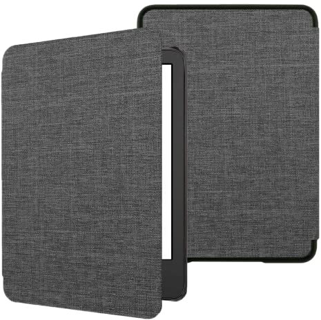 TOKILO Hülle für Kindle 6 Zoll (11th Gen 2024/2022 Release) E-Reader, weiches PU-Leder Cover mit automatischem Wake/Sleep Kompatibel mit 6 Kindle 2024 E-Book Reader, Grau