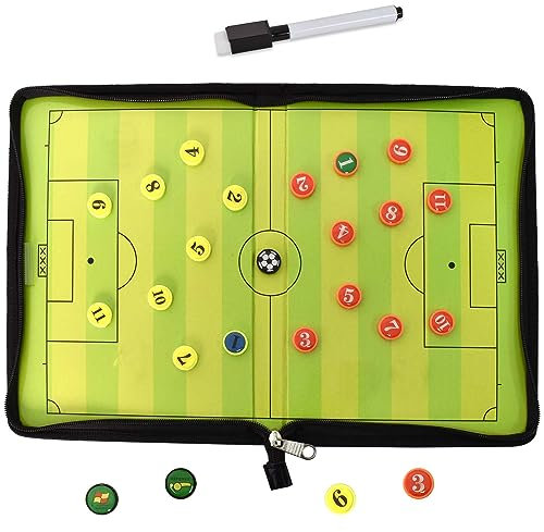 Tragbar Trainer Taktikmappe, Faltbar Taktikmappe Fussball Coach Board, Fussball Coach-board mit Magneten und Boardmarker, Taktiktafel Fußball Zubehör zur Fußballmeisterschaft, Geschenk für Trainer