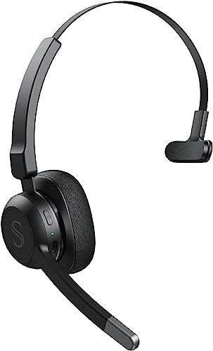 Bluetooth Headset with Microphone, Wireless Headset, Qualcomm Chip/ENC Noise Reduction Mic/Lightweight Comfort/20H Playtime/Bluetooth Multipoint, Stereo Single-Ear Headset for Laptop/Cell Phone/Tablet