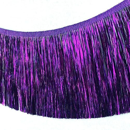 Yalulu 10 Meter Pailletten Fransenborte Lametta Fransenborte Metallic Spitze Quaste Fransenborte für DIY Kleidung lateinische Dekoration (Lila)
