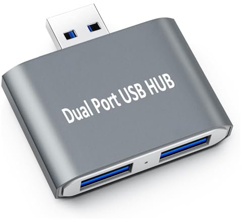 Hub USB, espansore USB, 2 porte, adattatore hub USB ultra sottile portatile ad alta velocità USB 3.0 maschio a 2 USB 3.0 femmina, convertitore di estensione splitter per laptop, MacBook, PC desktop