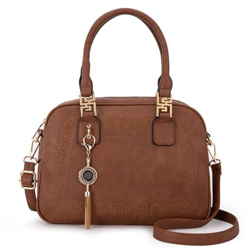 Montana West Kleine Handtasche mit Tragegriff oben für Damen, Umhängetasche, Handtasche, S Braun