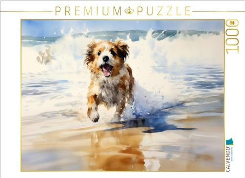 Puzzle · EIN Motiv aus dem Kalender Urlaubszeit an der malerischen | Nordseeküste · Hundespaß am Strand · 1000 Teile · Lege-Größe 64 × 48 cm · CALVENDO Puzzle