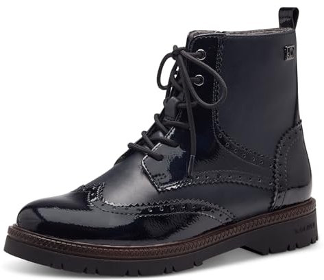 s.Oliver Damen Schnürstiefel ohne Absatz mit Reißverschluss Vegan, Blau (Navy), 38 EU