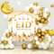 Weiß und Gold Eid Mubarak Ballons Set, Eid Mubarak Dekoration - 70 Stück Weiß Gold Ballons und 'Eid Mubarak' Hintergrund Banner, Ramadan ballons für Ramadan Dekoration 2024 und Eid Mubarak Feier