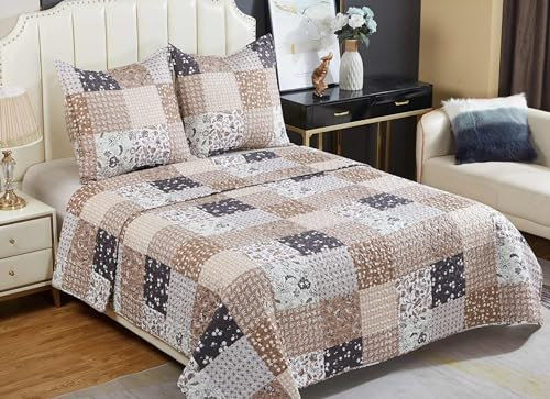 Fanny & Céline Couvre lit boutis 2 Places 220x240cm Dessin imprimé avec 2 Taies 65x65cm_B-1-120