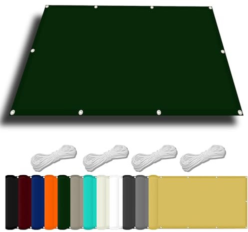 Sonnensegel mit Öse 7.5 x 10 m Wasserdicht Rechteckig Sonnensegel Rechteckig Uv-Schutz-Polyestergewebe mit Seil Schattenspender für Patio Außenbereich Und Camping, Dunkelgrün