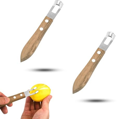 Zhouocea 2 PCS Channel Knife Professional Lemon Peeler Lemon Zester Tool Wood & Stainless Steel Citrus Peeler for Kitchen Bar Restaurant