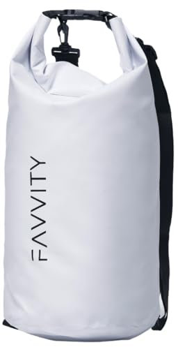 Favvity Dry Bag - wasserfeste Tasche, Sup Tasche, wasserdichte Tasche, wasserdichter Beutel, Packsack, Trockensack, Seesack (weiß, 20 Liter)