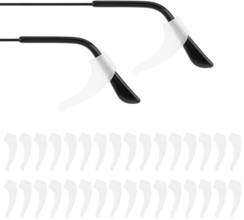 WLLHYF 16 Paar rutschfeste Silikon-Ohrclips für Brillen, weich, bequem, elastisch, Ohrbügel-Halter, Greifer, Brillenbügelspitzen, Zubehör, Transparentweiß, 1.49 × 0.70 × 0.15 inches