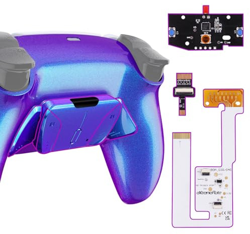 eXtremeRate Programable RISE4 V3 Remap Kit para ps5 Modelo BDM-030/040/050 Actualización Board & Carcasa Trasera & 4 Palancas Botones Traseros para ps5 Control-NO Incluye Mando(Azul a Violeta)