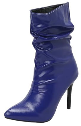 DKLOVIFU Reitstiefeletten Damen Stiefeletten Damen Springerstiefel Lack Stiefeletten Damen Damen Schnürboots Gefüttert Stiefeletten Damen Schwarz Winter Weinrote Stiefeletten Damen