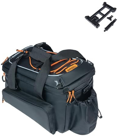 Basil Miles XL Pro Gepäckträgertasche – Tarpaulin – 9–36 Liter – wasserdicht – Schwarz/Orange