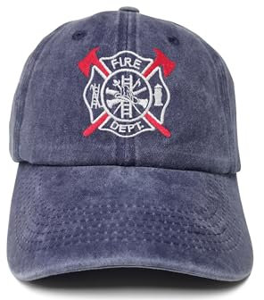 ZKFE Feuerwehr-Baseballmützen für Herren und Damen, Feuerwehrabteilung, marineblaue Baseballkappe für Erwachsene, bestickter Vaterhut, Firefighter (Washed Navy Blue), Einheitsgr��e