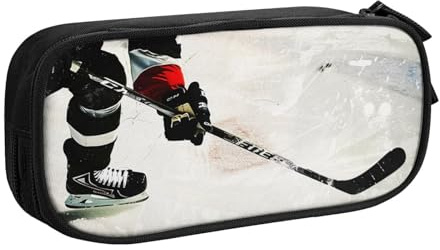 LRHCNZDCP Trousse à crayons avec impression artistique de hockey sur glace - Pour l'école, le bureau - Noir, Noir , Taille unique, Cartable