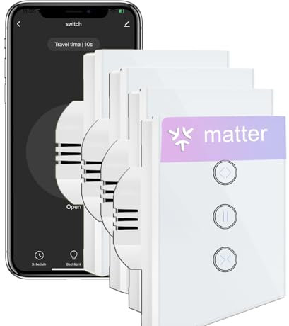 UseeLink Smart Matter Rolladenschalter, WLAN Jalousien Schalter, Zeitschaltuhr und Sprachsteuerung, kompatibel mit Apple Home/Siri/Google Home/SmartThings (Hub erforderlich) 4PCS