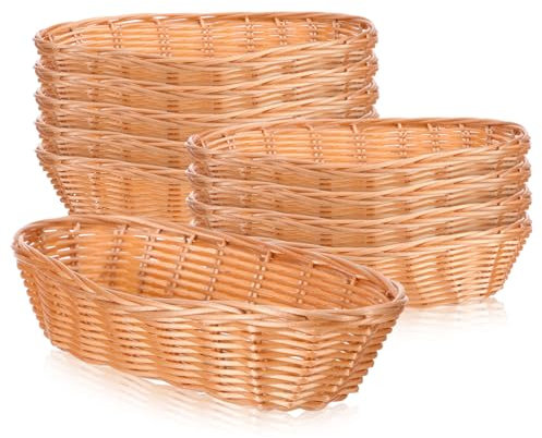Ciieeo 10stücke Teiliges Geflochtener Brotkörbe Aus Hochwertigem Kunststoff Ovaler Imitat-rattan-servierkorb Mit Großer Kapazität Leicht Vielseitig Für Brot Obst Gemüse Für Zuhause