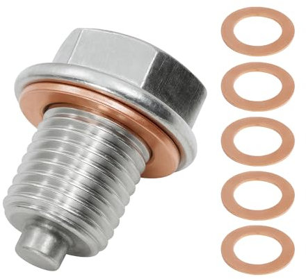 Magnetische Ölablassschraube, M14x1.5, Edelstahl Magnetische Motoröl Ablassschraube mit Kupfer Unterlegscheiben, Starker Magnet für Autos, Motorräder, Boote, Universal Passend für die meisten Fahrzeu