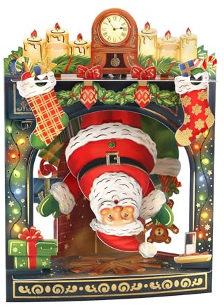 SANTORO Swing Card, Christmas 3D Pop Up Greeting Card - Father Christmas, Santa Claus, For Kids, Family, Festive, Seasonal, Xmas